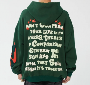 100% cotton customized fashion long sleeve hoodie puff print hoodie