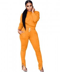 stock colored lady women sport home fashion solid top and pants outfits two piece set women clothing