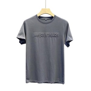 Anti-pilling Custom Fashion Tee 100% Cotton Pullover Casual  Men T Shirt Embossed T-shirts