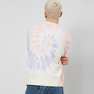 Men Fashion Long Sleeve Dropped Shoulders Custom French Terry Tie Dye Crew Neck Sweatshirt