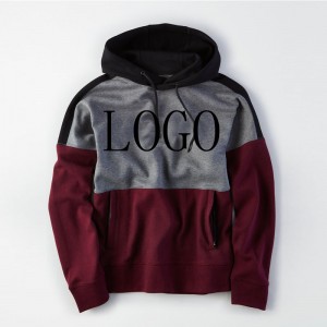 Custom Mens Cotton French Terry Oversized Spliced Colorblock Hoodies