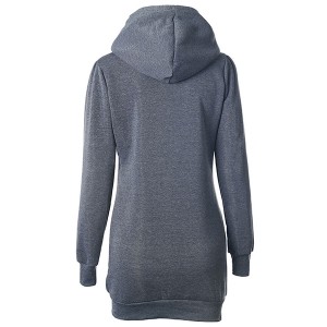 Custom  long Hoody Gray Casual Sweatshirts Long Sleeve Pullover  Women Hoodies