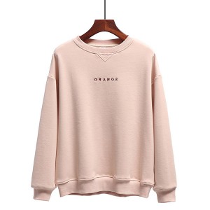 Custom Logo Loose Type Pullover Solid  Embroidery Sweatshirt for women