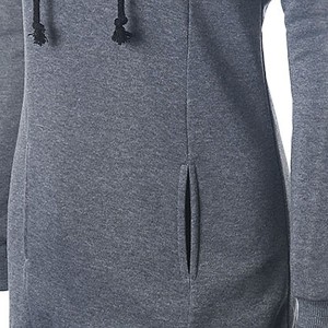 Custom  long Hoody Gray Casual Sweatshirts Long Sleeve Pullover  Women Hoodies