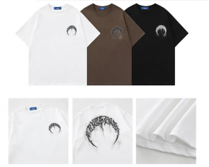 Vintage Alphabet Print Cotton Short Sleeve T-shirt Men’s 100%cotton