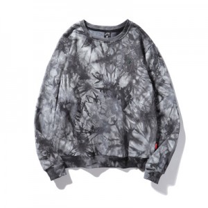 Men’s high quality 100%cotton french terry custom logo pullover tie dye crewneck sweatshirt