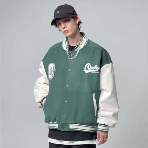 Wholesale Winter Men’s Coat Letter Embroidered Oversized Drop Shoulder Couple Cotton Varsity Jacket