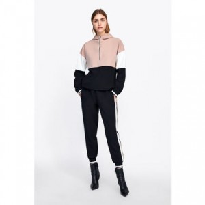 Causal Leisure High Neck Zip Custom Women Hoodie Sweatpants Pullover Women Hoodie