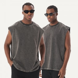 Acid Wash Vintage Men’s Tank Tops Sleeveless Cotton Sport Vest