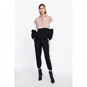 Causal Leisure High Neck Zip Custom Women Hoodie Sweatpants Pullover Women Hoodie