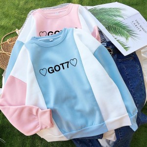 Wholesale Women Color Block Custom Printing Oversized Crewneck Sweatshirt Women