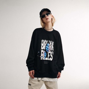 Autumn New Fun Letter Printing Oversize Pullover 100 Cotton Crewneck Fall Crew Neck Sweatshirt Men Wholesale