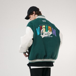 Wholesale Winter Men’s Coat Letter Embroidered Oversized Drop Shoulder Couple Cotton Varsity Jacket