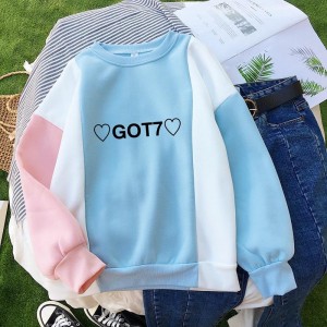 Wholesale Women Color Block Custom Printing Oversized Crewneck Sweatshirt Women