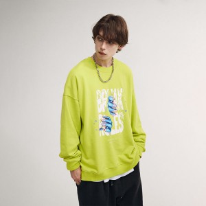 Autumn New Fun Letter Printing Oversize Pullover 100 Cotton Crewneck Fall Crew Neck Sweatshirt Men Wholesale