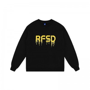 New Three-dimensional Pull Pulp Letter Printing Round Neck Men’s Round Neck Sweater Custom Sweatshirt