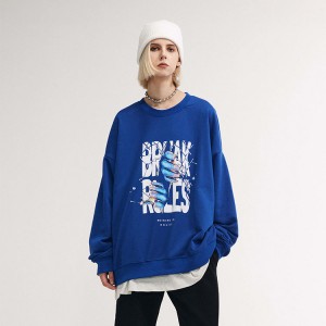 Autumn New Fun Letter Printing Oversize Pullover 100 Cotton Crewneck Fall Crew Neck Sweatshirt Men Wholesale