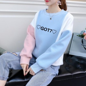 Wholesale Women Color Block Custom Printing Oversized Crewneck Sweatshirt Women