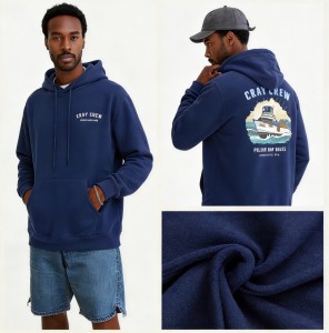 Cray Crew Heavy-duty Hooded Sweatshirt – A versatile must-have item. Classic navy color. The same design for both men and women, with a loose fit.